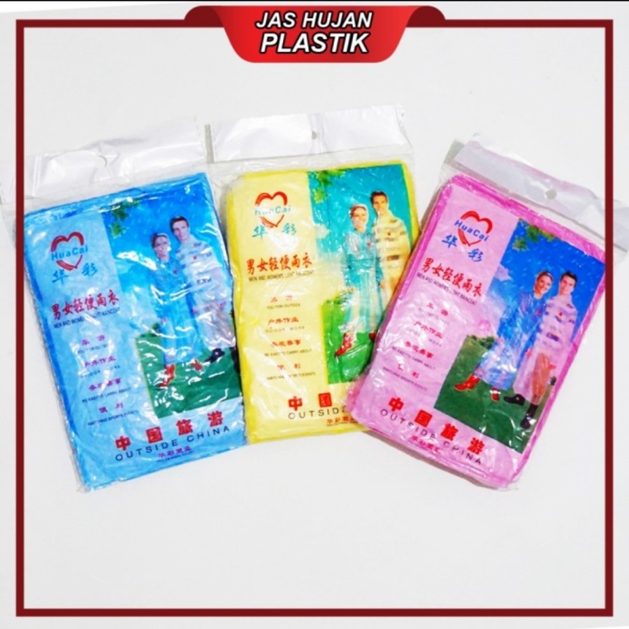 Jas Hujan Plastik Sekali Pakai / Jas Hujan Poncho Disposable Emergency