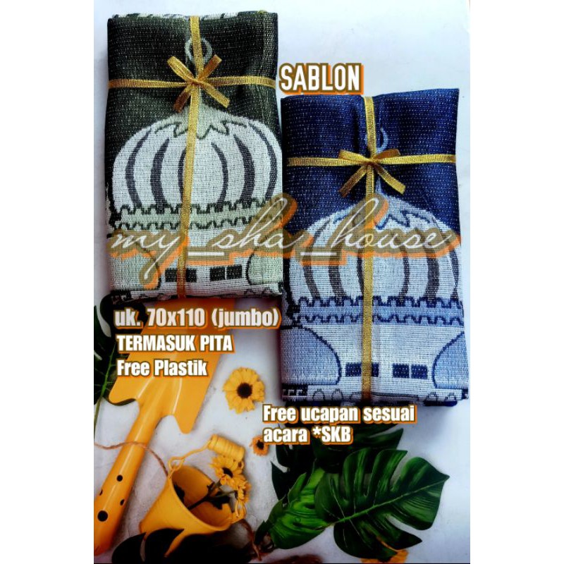 Souvenir Sajadah Traveling Jumbo SABLON Special pengajian Tahlil nikah Khitan haji idul fitri aqiqah