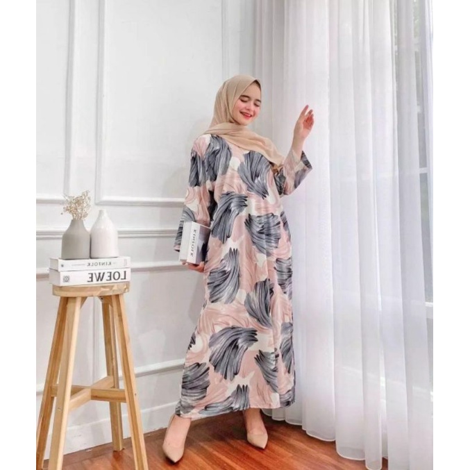 COD DASTER GAMIS LONG DASTER RAYON VISCOSE LENGAN PANJANG JUMBO LD 120-ORINA ( MUTIARA )
