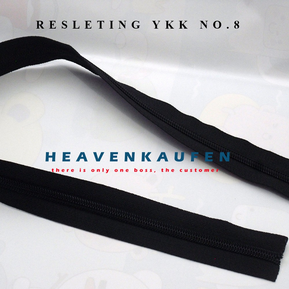 Resleting/Rel YKK no. 8 Hitam Meteran