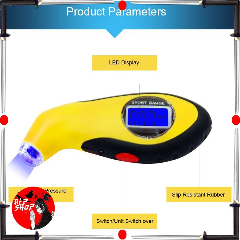 Manometer Tekanan Ban Mobil Digital Tire Gauge LCD Barometers