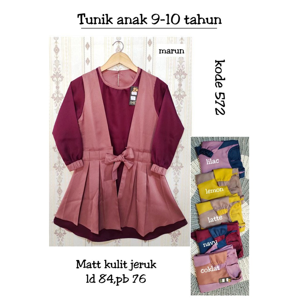 pakaian busana tunik anak tanggung baju muslim anak perempuan tanggung