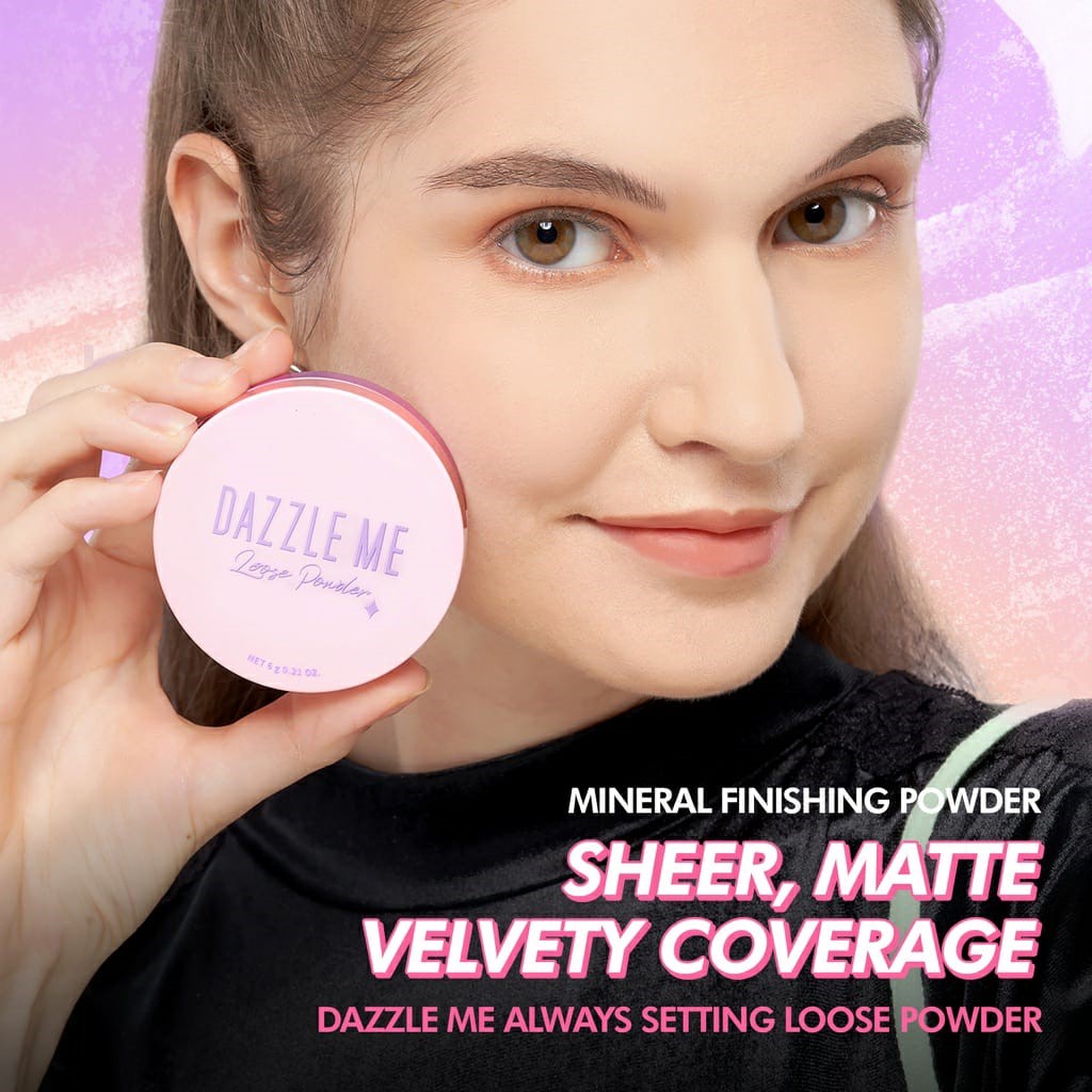 [ORI &amp; BPOM] DAZZLE ME Always Setting Loose Powder BPOM | Super Soft Smooth Bedak Tabur Natural Translucent Kosmetik | Dazzle Me Loose Powder Bedak Tabur Bedak Padat