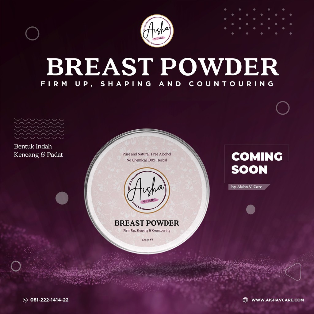 AISHAVCARE BREASTS POWDER | PENGENCANG PAYUDARA HERBAL | PERAWATAN KEWANITAAN SESUAI SUNNAH | KHUSUS WANITA