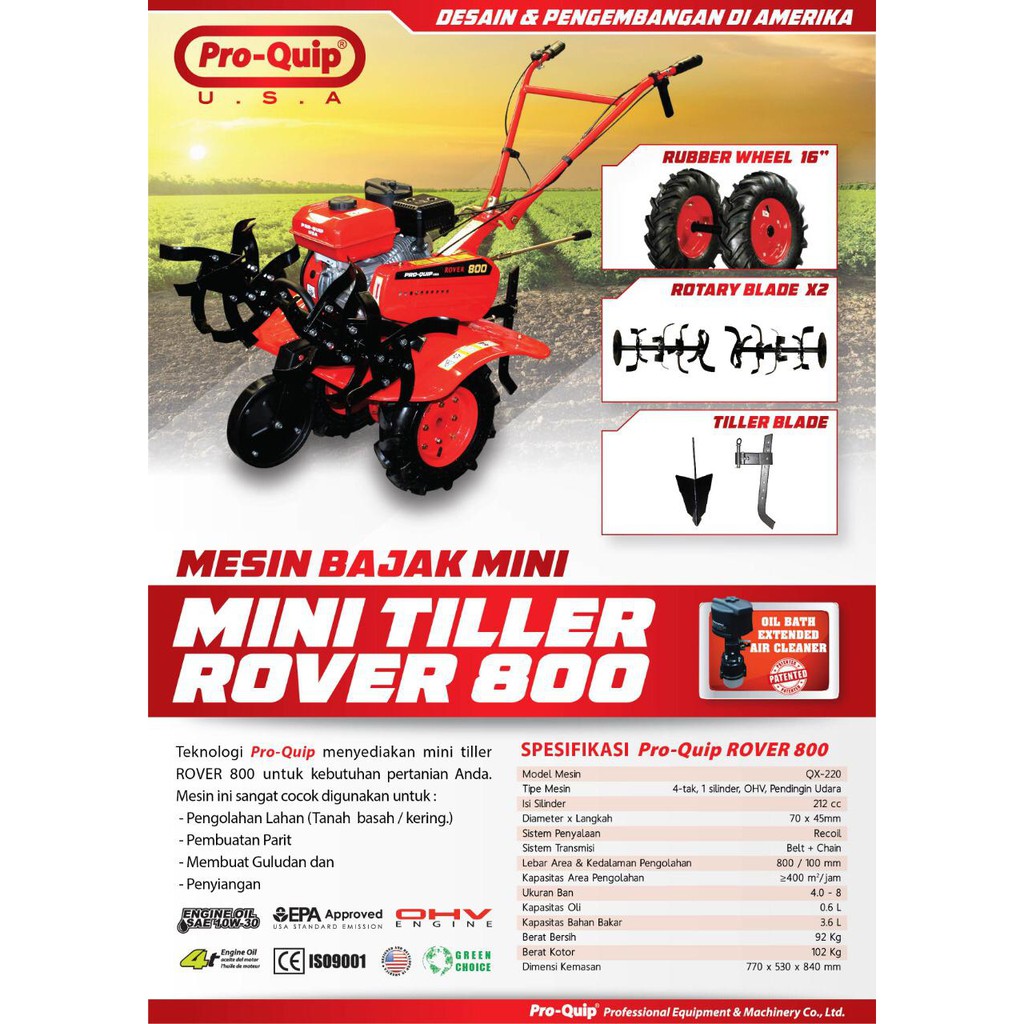 Mesin Bajak Mini Proquip Rover800 / Mini Tiller Proquip Rover 800