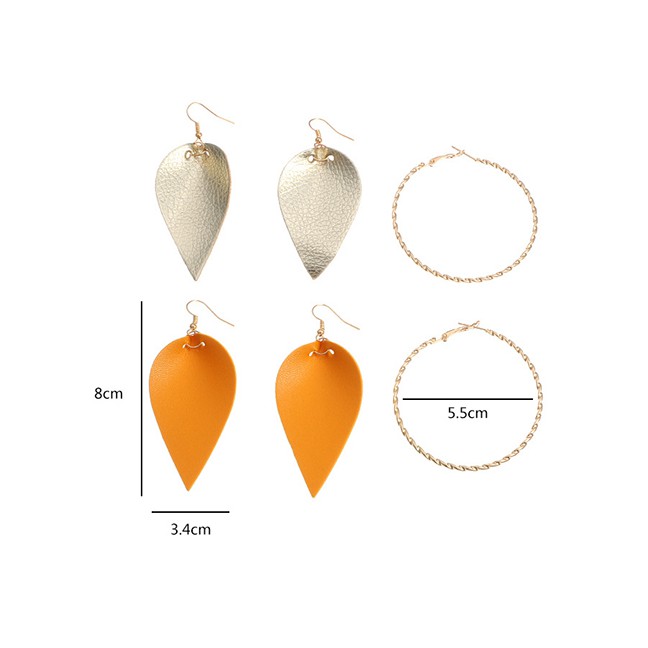 LRC Anting Set Fashion Color Mixing Pu Geometric Alloy Earring Set K27000