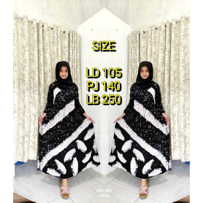 GAMIS TWILL RAYON MALAMAN ABSTRAK HITAM PUTIH