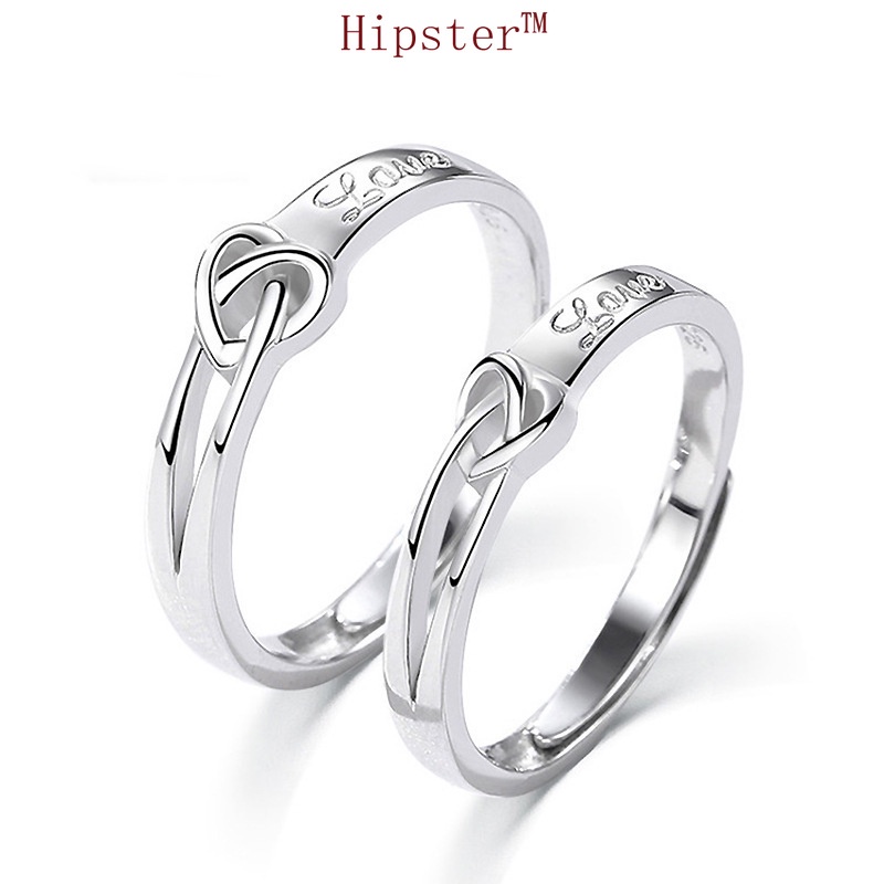 Hot Sale Personalized 925 Silver Heart-Shaped Adjustable Couple Ring