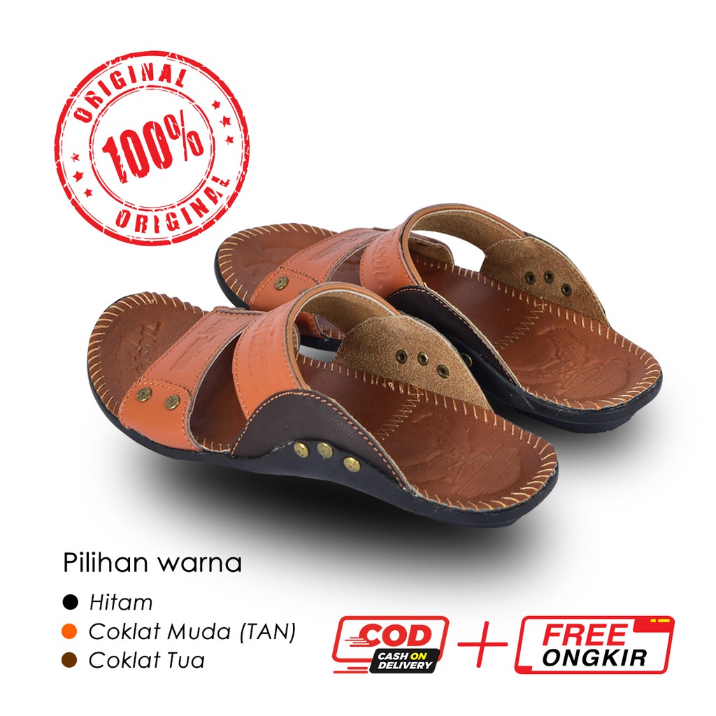 Sandal Kulit Asli Ban 2 Tres MOXXER Full Up Sendal Kulit Asli Pria Sandal Slop Casual / Sendal Jepit Slide