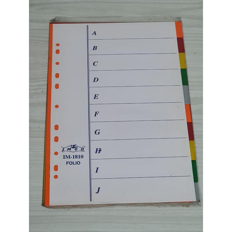 

DIVIDER IMCO 1810 1-10 tab warna A4 Folio