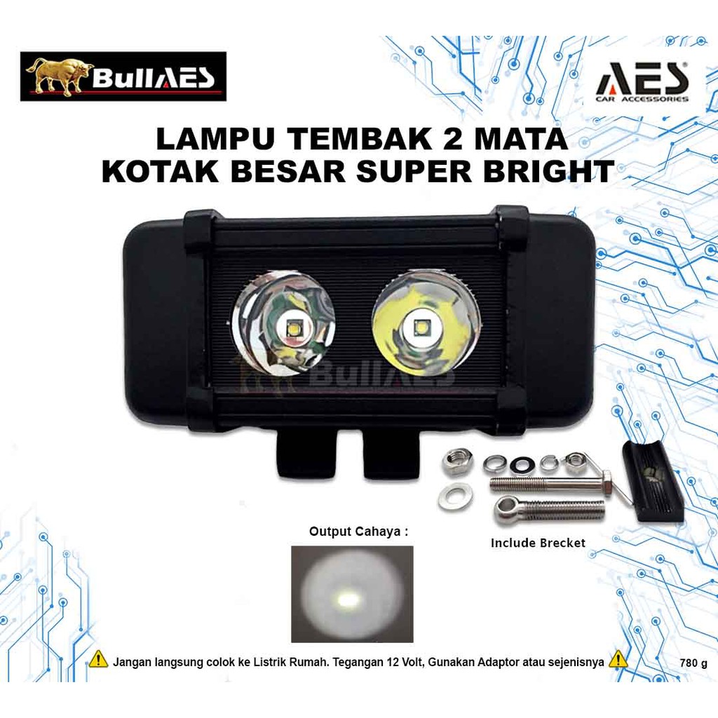 Lampu Tembak 2 Mata Kotak besar Superbright Led Cree