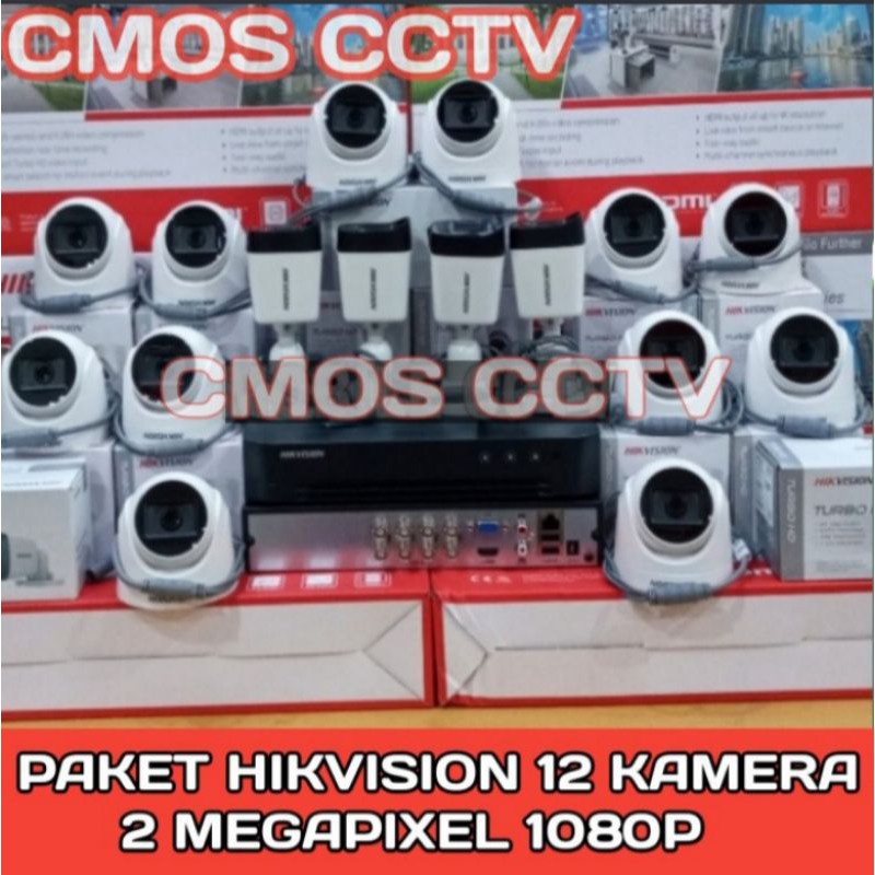 PAKET CCTV HIKVISION 2MP 16 CHANNEL 12 CAMERA HD TURBO KOMPLIT+HDD 2 TB