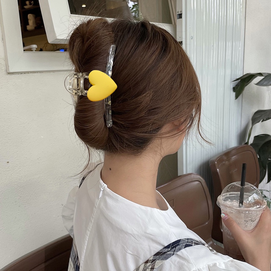 Jepit Rambut Ponytail Bahan Akrilik Aksen Mutiara Bentuk Hati Warna-Warni Gaya Korea Untuk Wanita