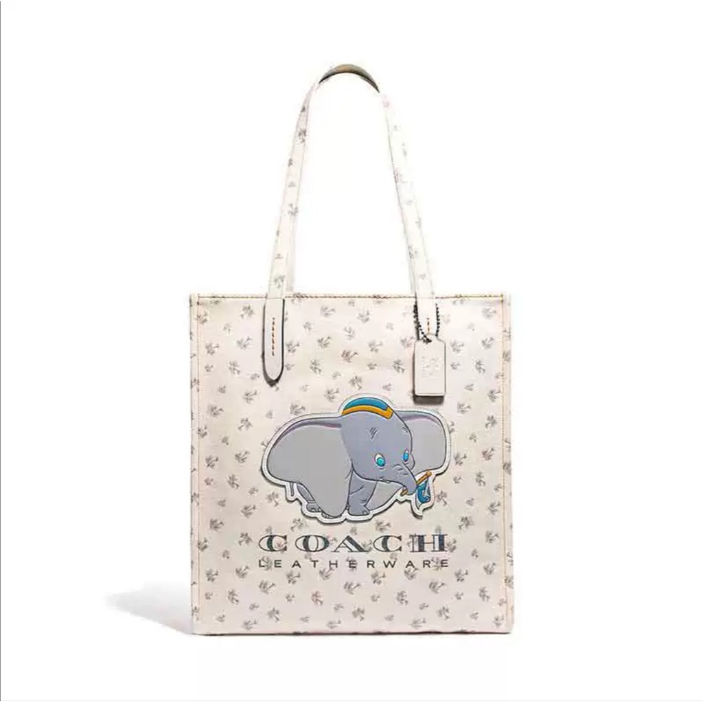Tas coach Bahu Tote Bahan Kanvas Motif Print Gajah untuk Wanita