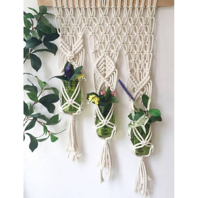 READY STOK) macrame Pot tempel/ macrame plant hanger (POT 002)