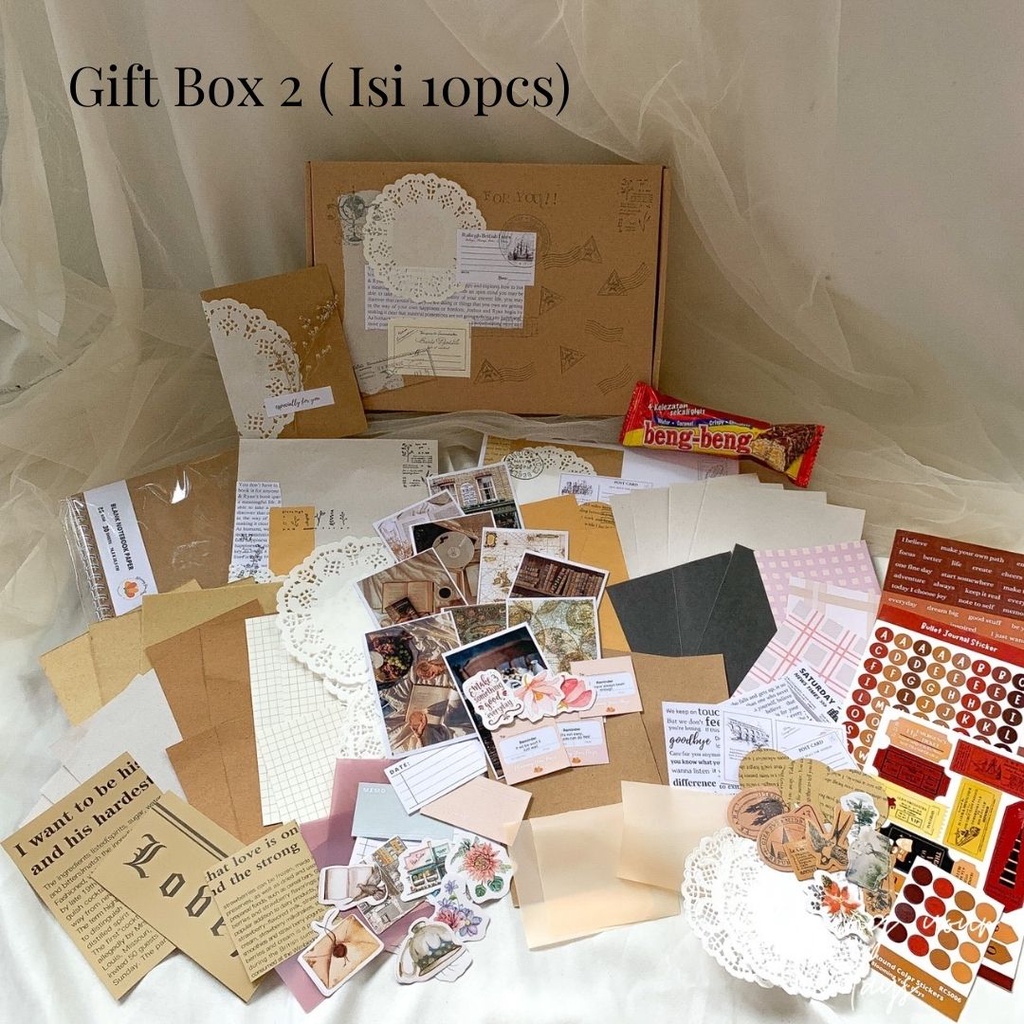 Bloomingyourdays Gift Box Jurnal Kit Vintage Retro Classic ( Bujo Kit Vintage ) Jurnal Kit Journaling Hampers Kado ulang tahun natal lebaran-3