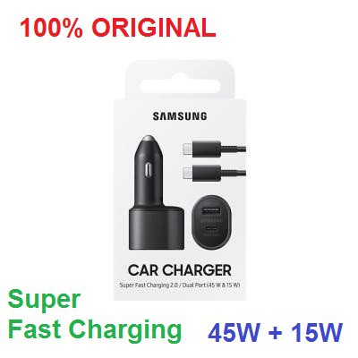 SAMSUNG Super Fast Dual Car Charger 45W+15W Original100%