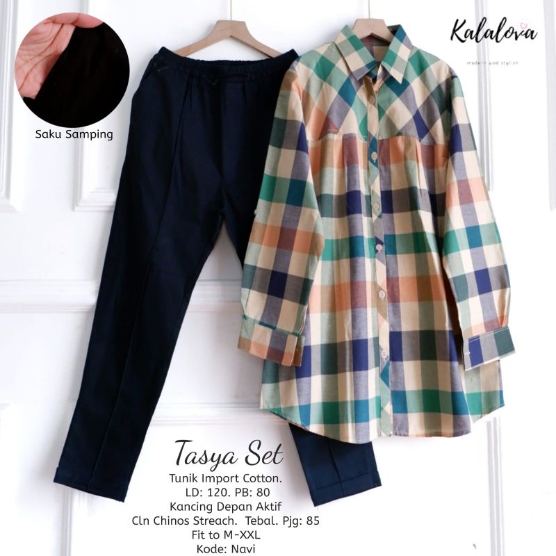 ROSY SET/ BRAVE SET / TASYA SET BY KALALOVA. SETELAN WANITA TERBARU-Tasya navy