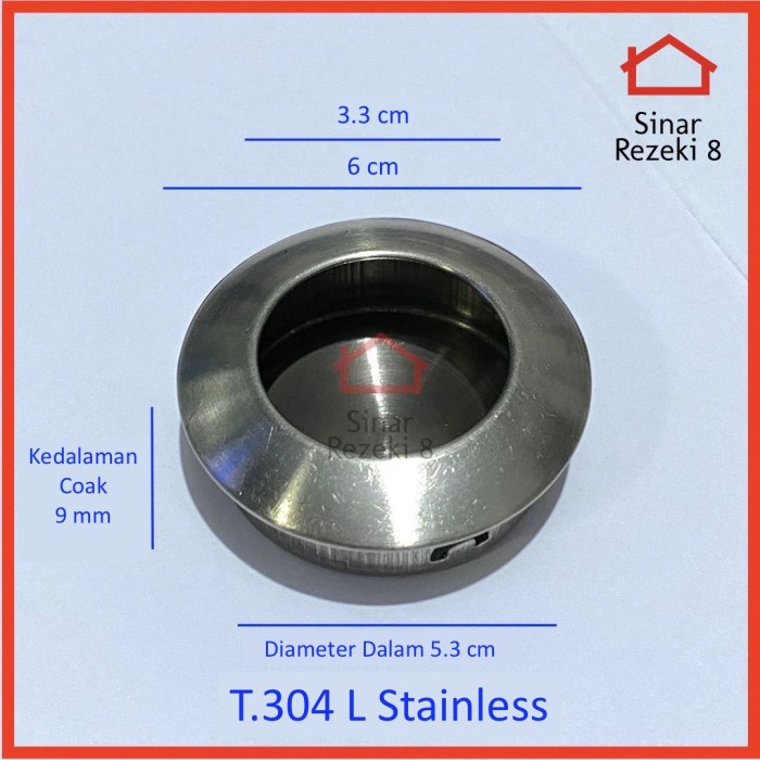 Tarikan Laci 304 L Stainless Pintu Lemari Bulat Handle Klasik Tanam