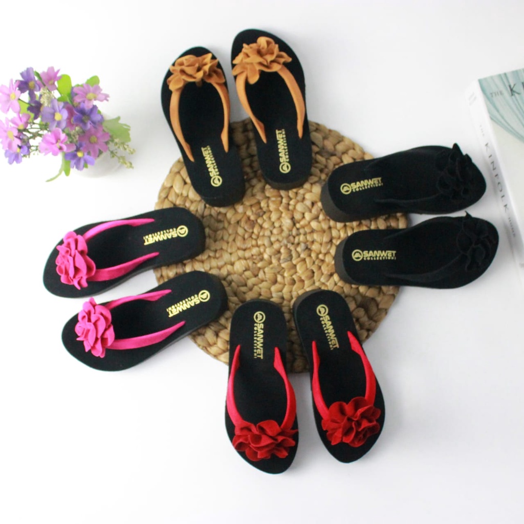 Sandal Wedges Anak Perempuan Motif Bunga Terbaru High Qualitty