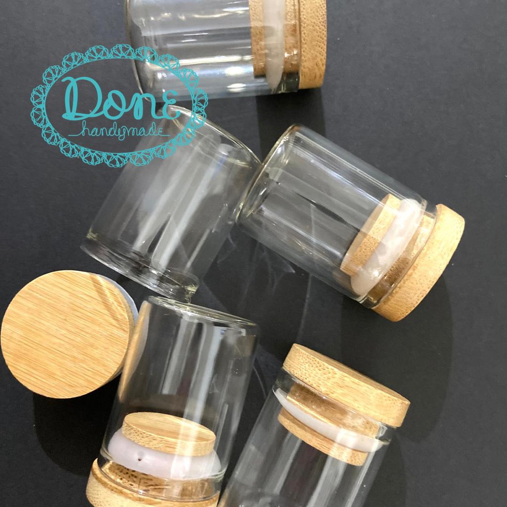 Botol kaca tutup bambu glass bottle with bamboo cap wish bottle