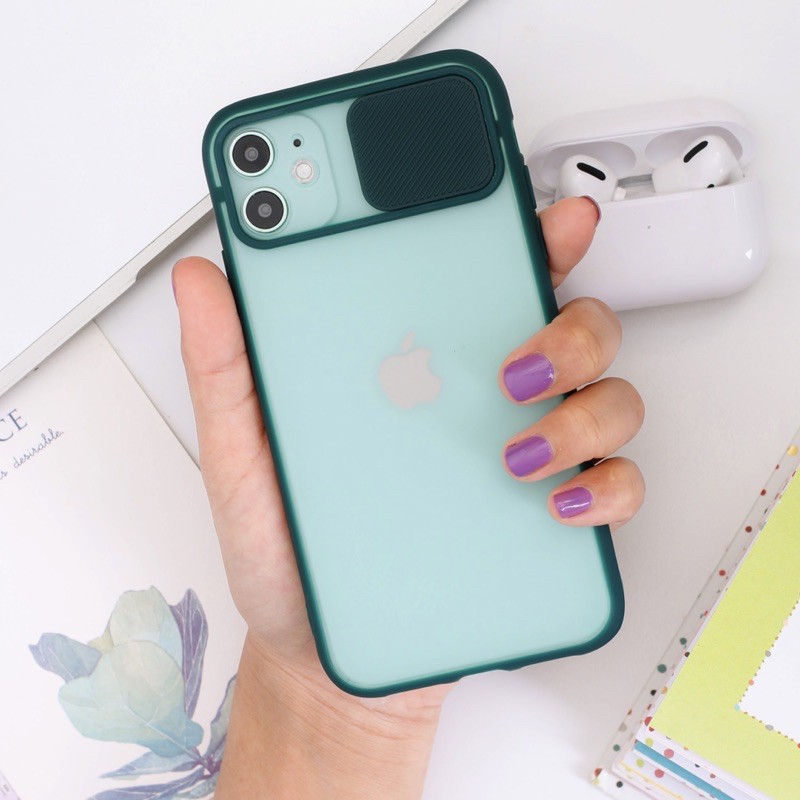 Transparant Slide Camera Protection Soft Case Lens Cover iPhone 11 XS X XR 6+ 7+ 8+ SE 6 7 8 PRO MAX-TS Green