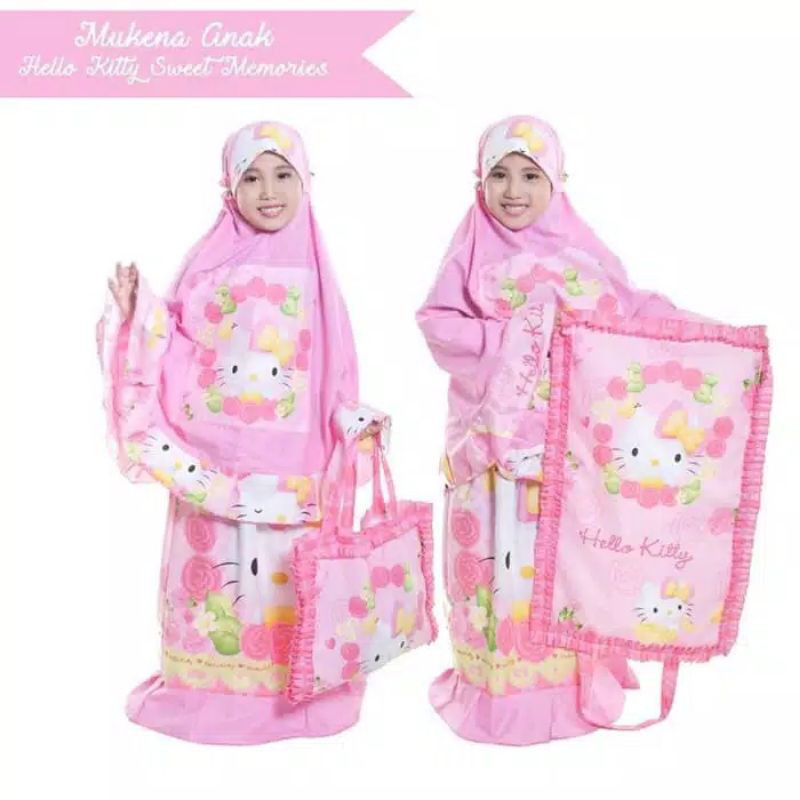 Mukena anak karakter Hello kitty