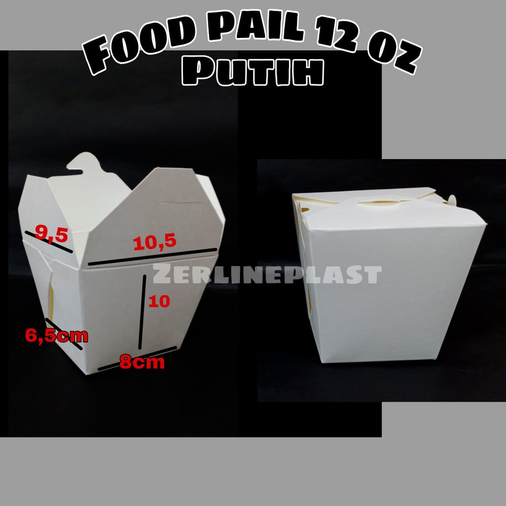 PAPER RICE BOX / FOOD PAIL / PAPER LUNCH BOX KRAFT SIZE L/12oz @100pcs