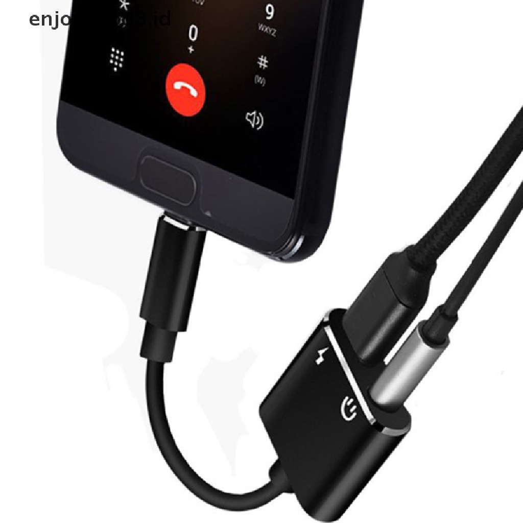 2 In 1 Adapter Charger Headphone Tipe-C Ke Jack Audio Aux 3.5mm