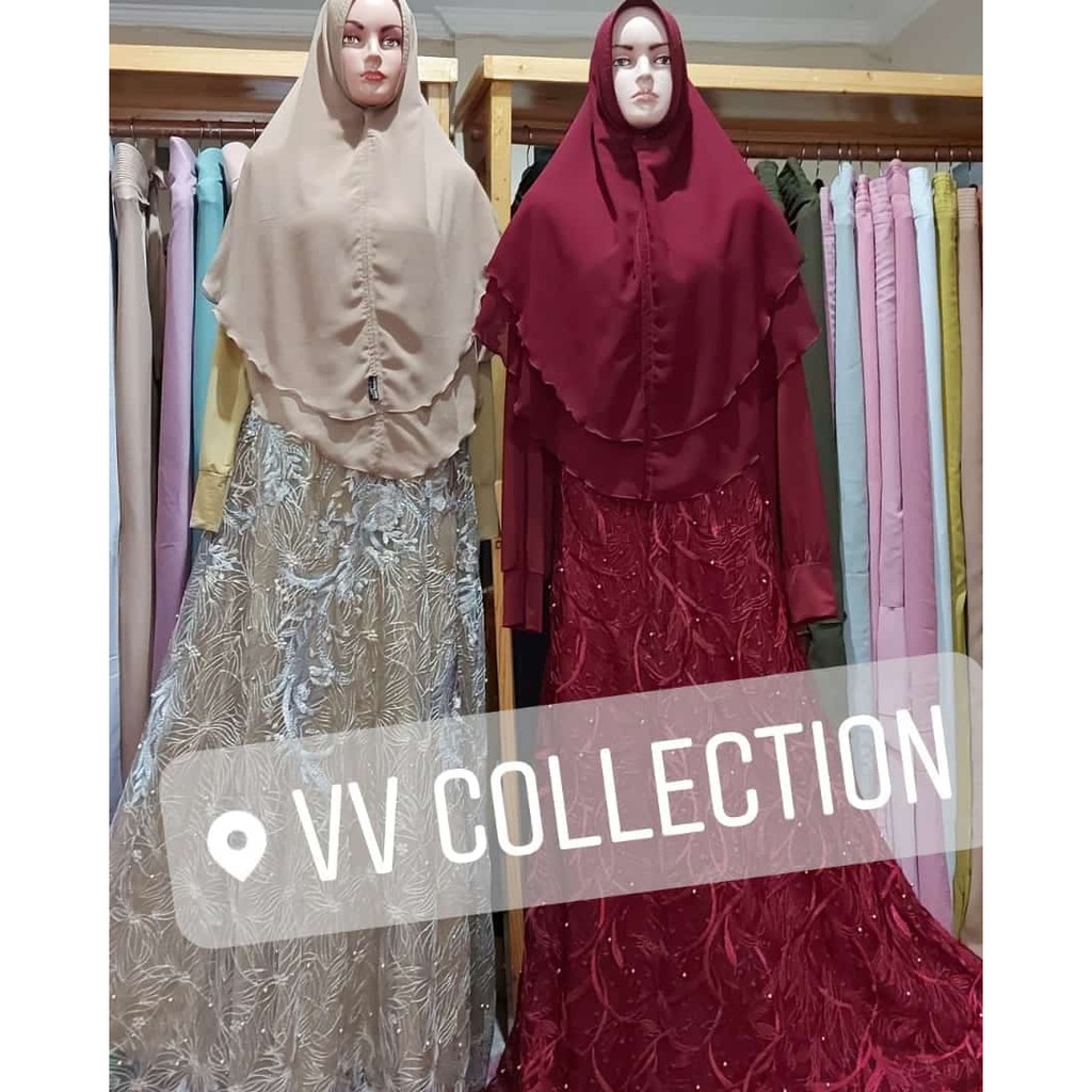 SYAR'I PESTA | STAR'I TILE MUTIARA | SYAR'I KOMBINASI JERSEY + TILE MUTIARA | BAJU SET