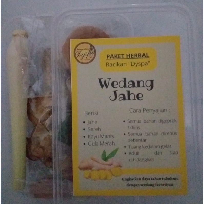 paket wedang jahe komplit 125gr DYSPA 100% bahan alami