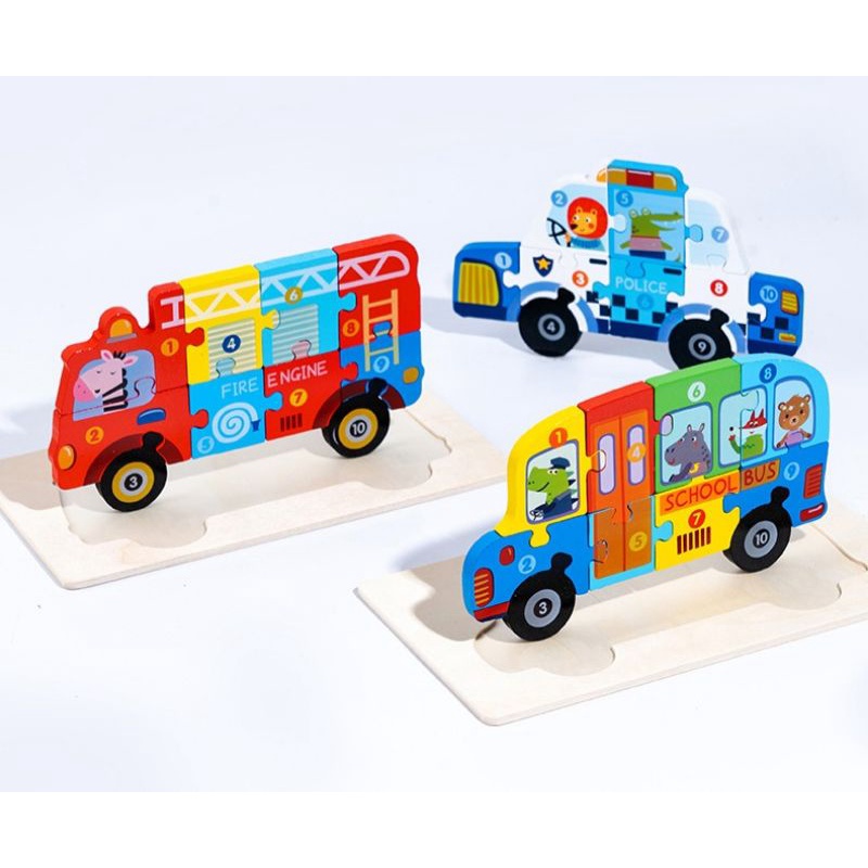 chunky puzzle transport / puzzle kayu anak