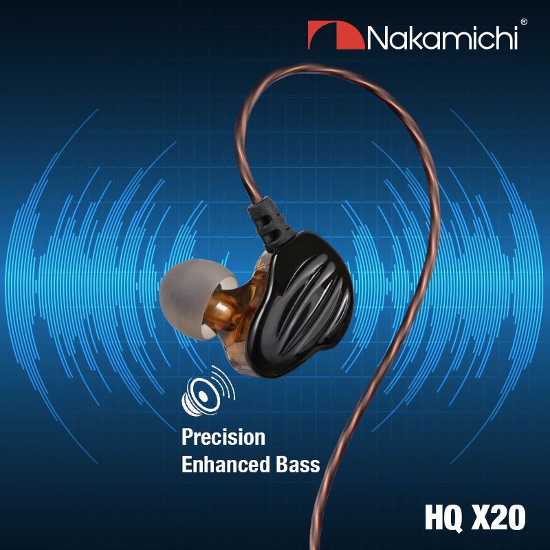 Nakamichi HQ X20 Dual Dynamic Driver in Ear Monitor Wired Earphone Mic