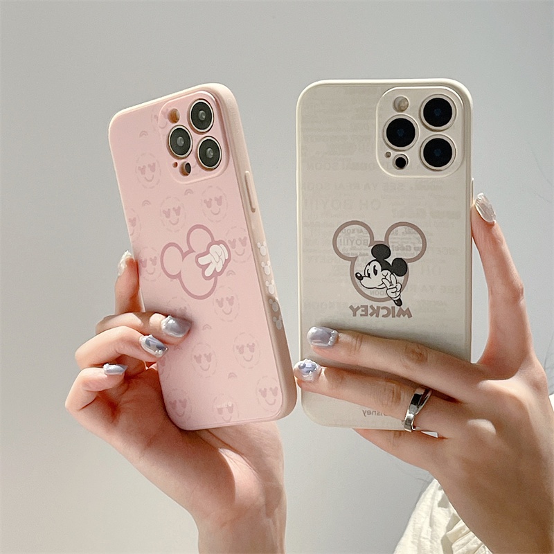 Minimalist Disney Mickey case iphone 11 pro max 13 pro max 12 pro max Xs max XR 7/8 plus se2020 Fun Side Pattern All Inclusive Shockproof Silicone Soft Case Cover