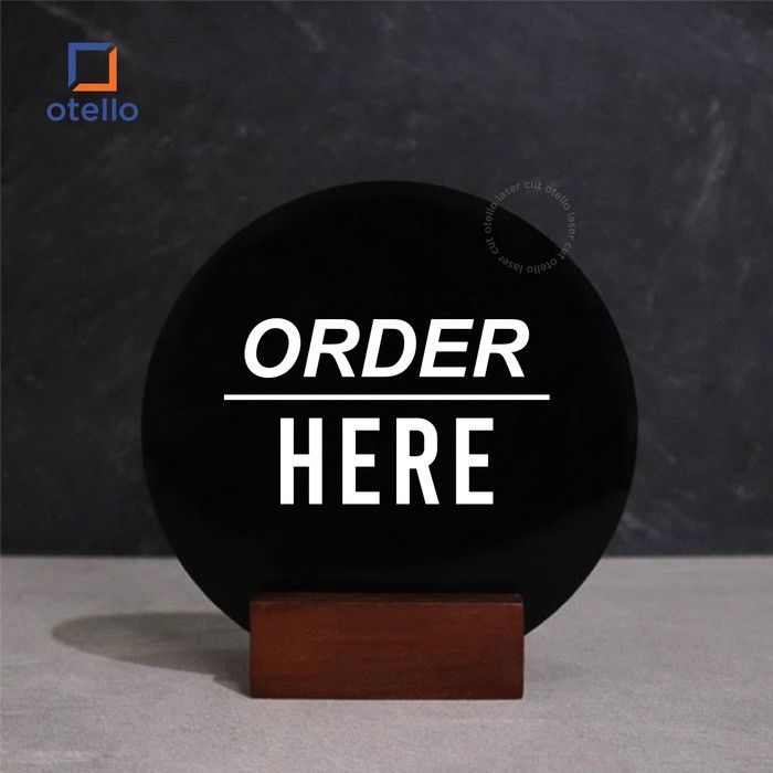 Order Here Sign Standing Acrylic Desk Signage Pesan Disini Akrilik