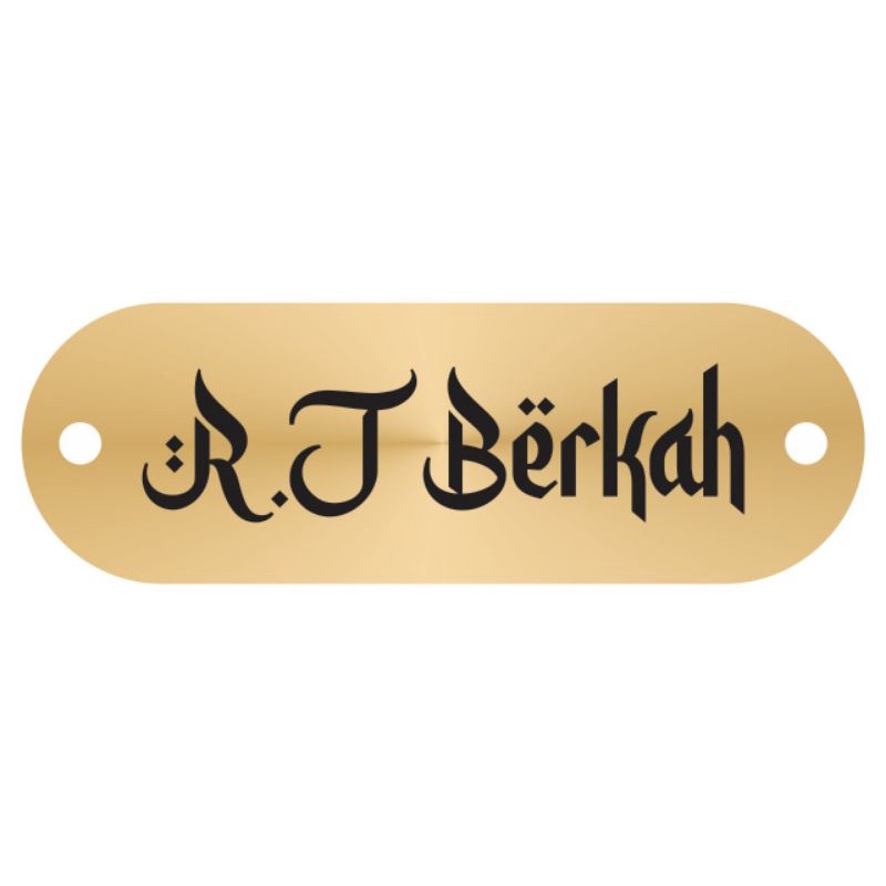 

label akrilik R.T Berkah gold ukuran 1*3 cm 100 pcs tulisan hitam