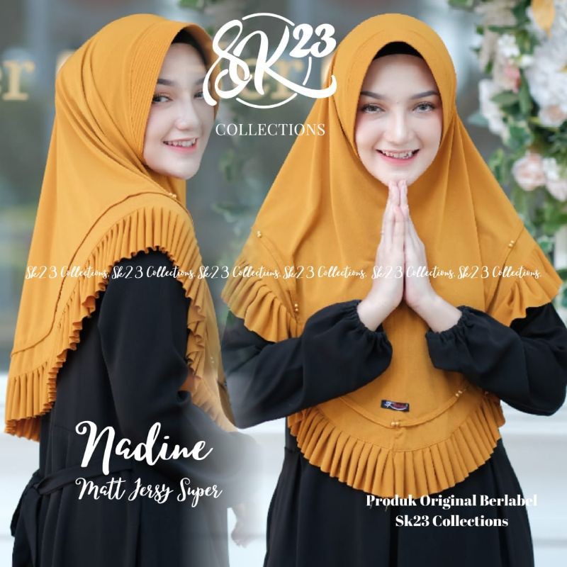 (Sk²³ Nadine) Hijab Instan Nadine Rempel Jersey Super Original Sk23 Collection