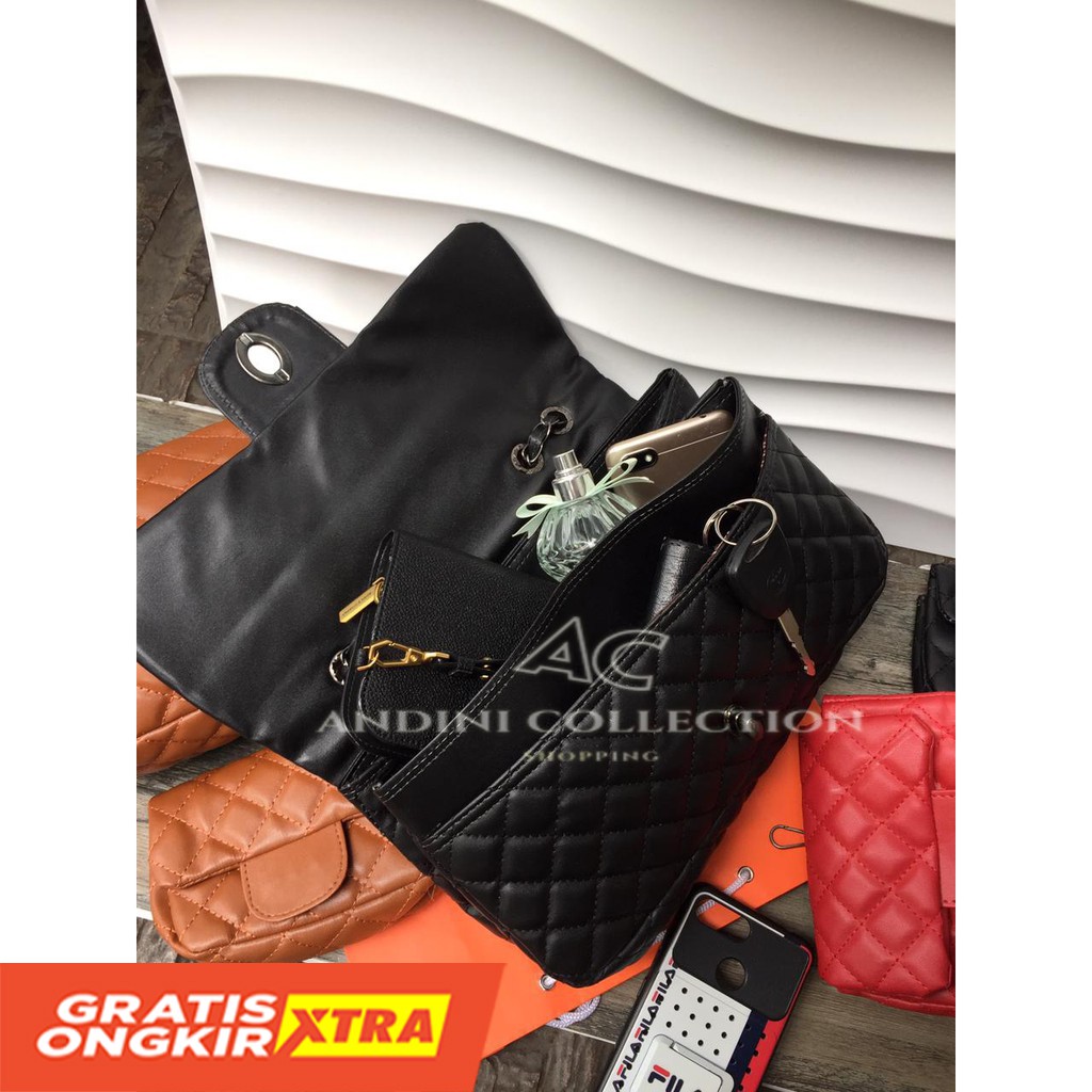 Chanel mom & kids ch maxi classic 2in1 tas fashion wanita tas batam termurah shoulder bag 0901