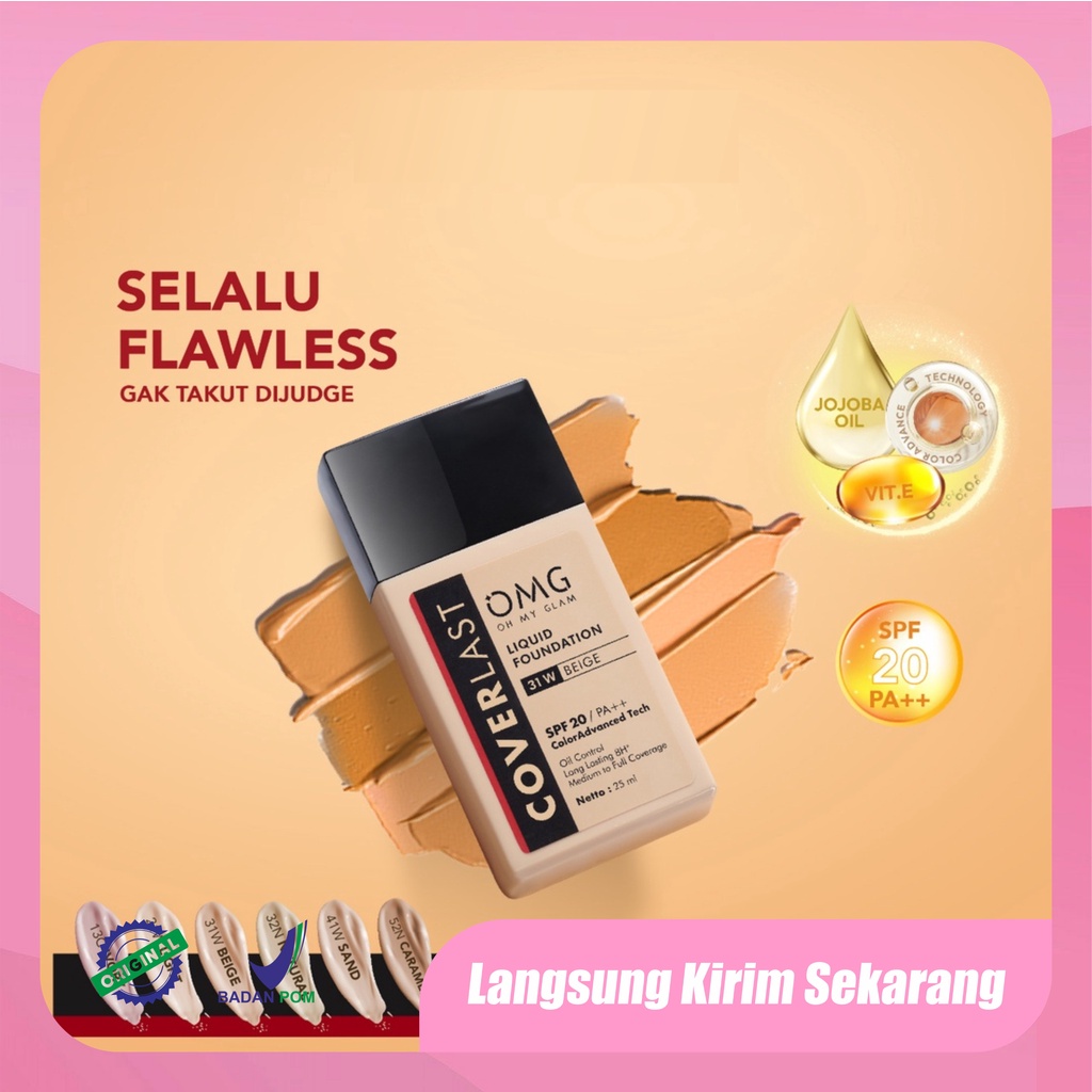 OMG CoverLast Liquid Foundation Alas Bedak | Oh My Glam | SPF 20 PA++ Oil Control Long Lasting 8H*