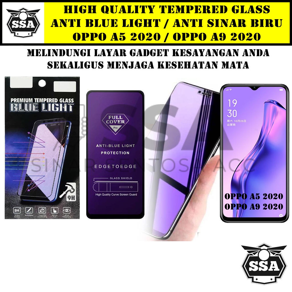 Tempered Glass Oppo A5 2020 / A9 2020 Anti Blue Light Anti Sinar Biru A5 A9 Ori Original Hp Pelindung Layar Temper Anti Lecet Gores TG Murah Berkualitas