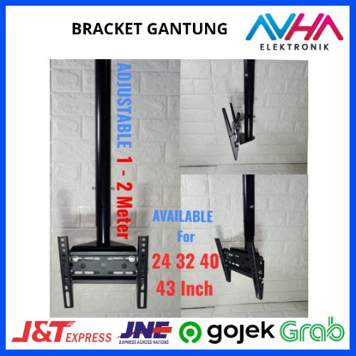 BRACKET TV PLAFON GANTUNG 29-43 INCHI 2METER