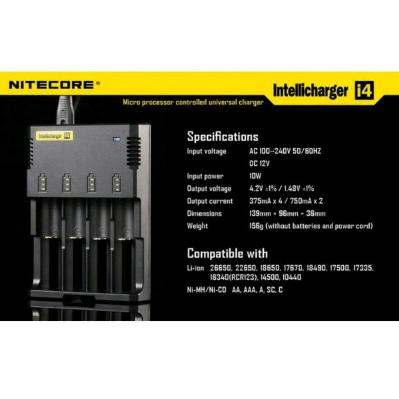 Cahrgerab Intelli A4 terbaik universal berkulitas 4 slot batre 18650  untuk batrre 3.7/4.2V