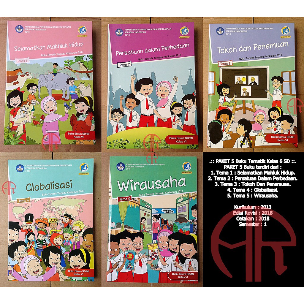 

.:: PAKET 5 Buku Tematik Kelas 6 SD Tema 12345 - Revisi 2018 - Kurikulum 2013 ::.