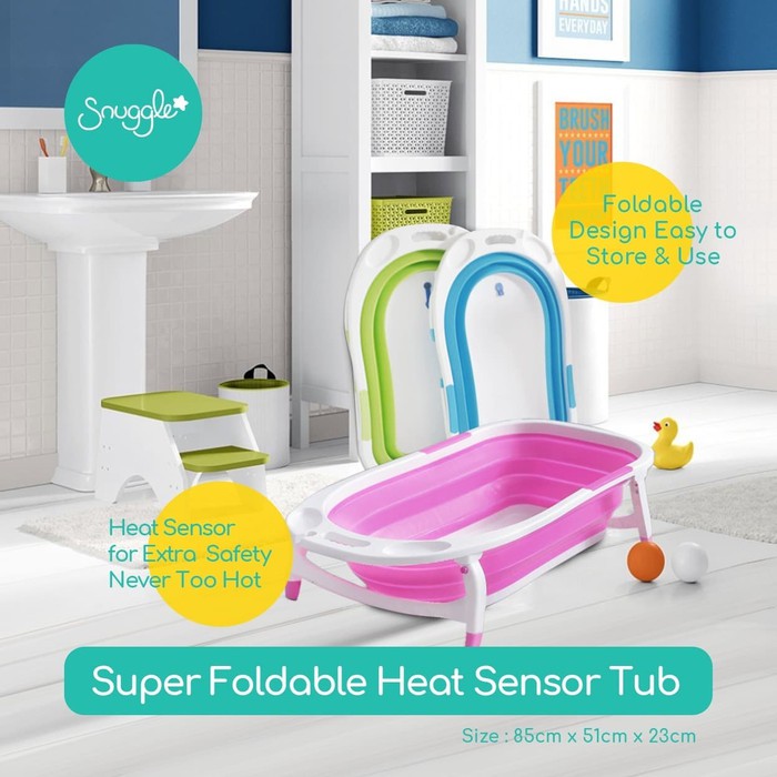 Makassar ! Foldable Baby Tub / Baskom Lipat Bayi with Heat Sensor Snuggle
