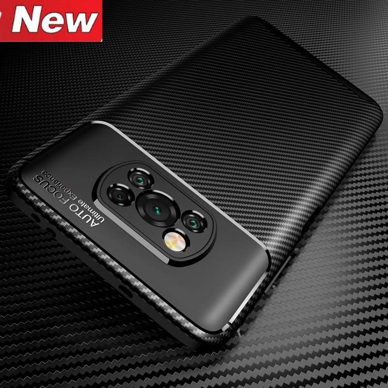 Soft Case Silikon Tekstur Carbon Fiber Shockproof Untuk Xiaomi Poco X3 NFC M3 Pro F3 Poco X3 Pro X3NFC