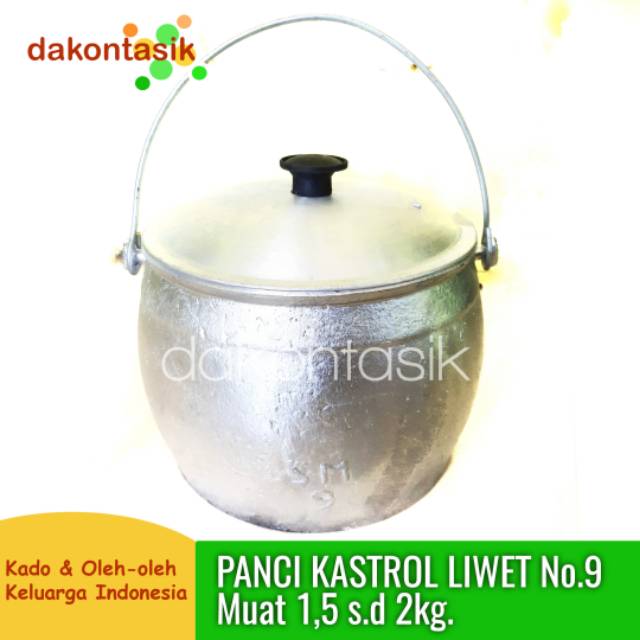 Panci Kastrol Nasi Liwet No. 9 Muat 2 Kg sampai 2kg Kaserol bahan Alumunium