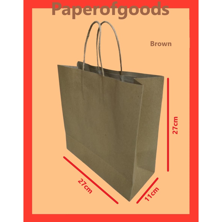 

Paperbag paper bag kantong kertas cokelat ukuran 27x11x27cm