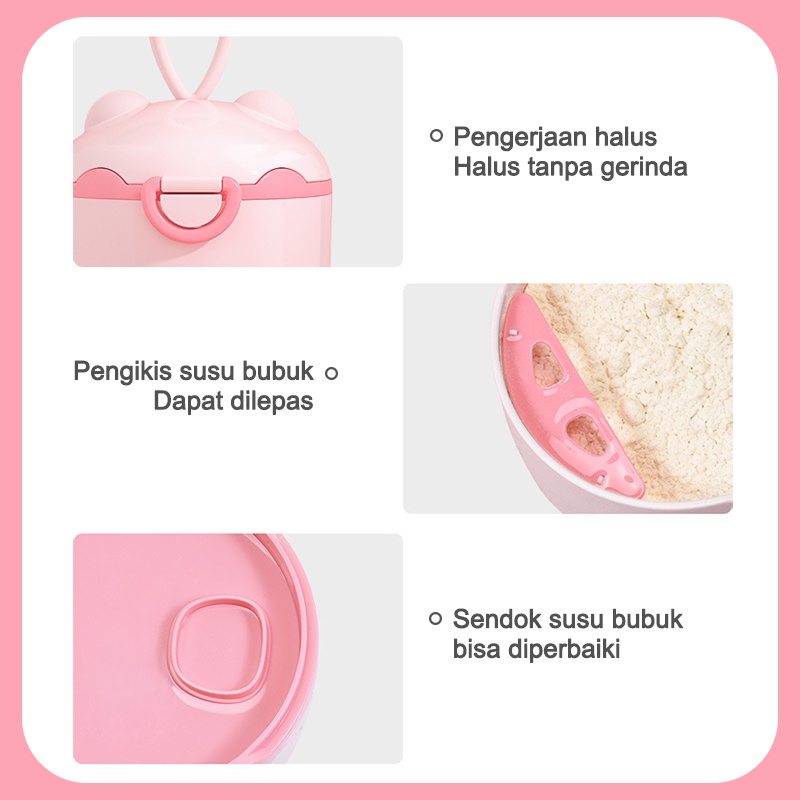 HIPPO LAND Kotak Penyimpanan Susu Bubuk Bayi Portabel Sealed Bentuk Bulat Mini 190