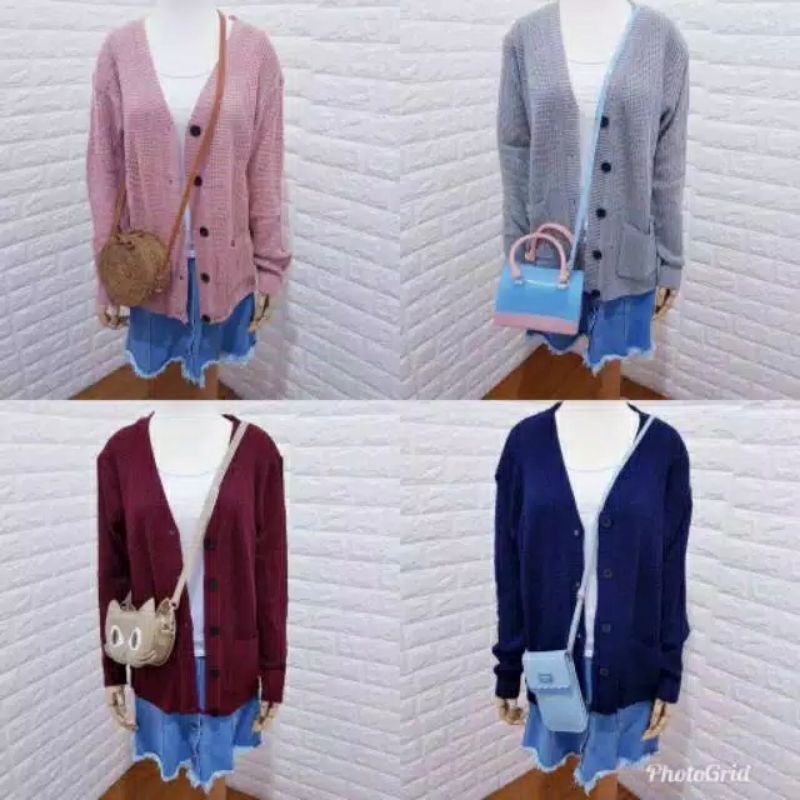 Merisa knit cardy pocket / Kardigan rajut kancing premium / cardigan saku rajut tebal