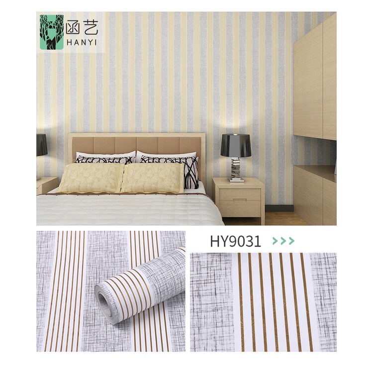 Wallpaper Dinding Ruang Tamu Garis Silver 10mx45cm